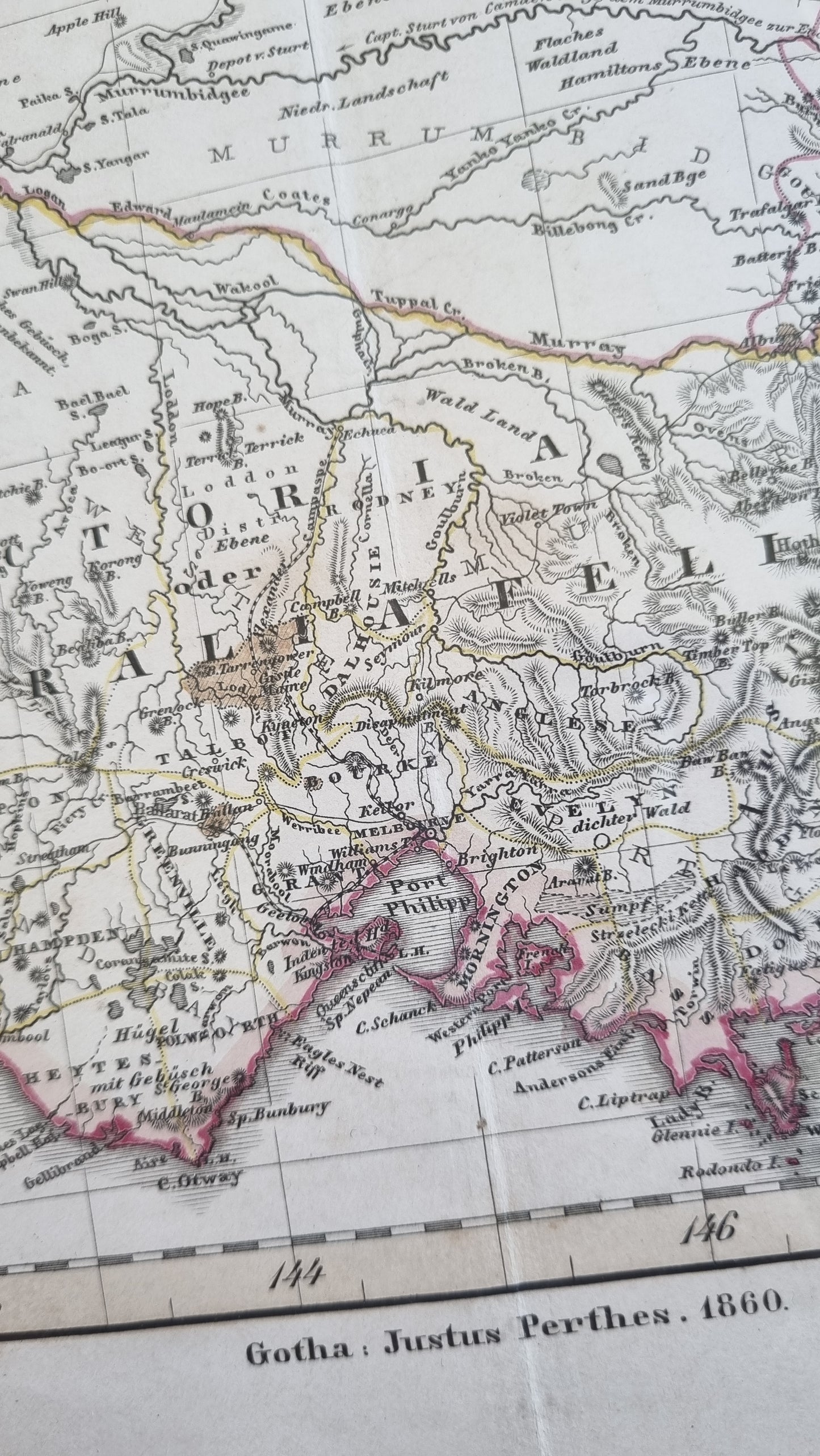 1860 South Eastern Australia with Gold Districts