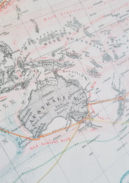 1867 World Map of Sea Currents and Trade