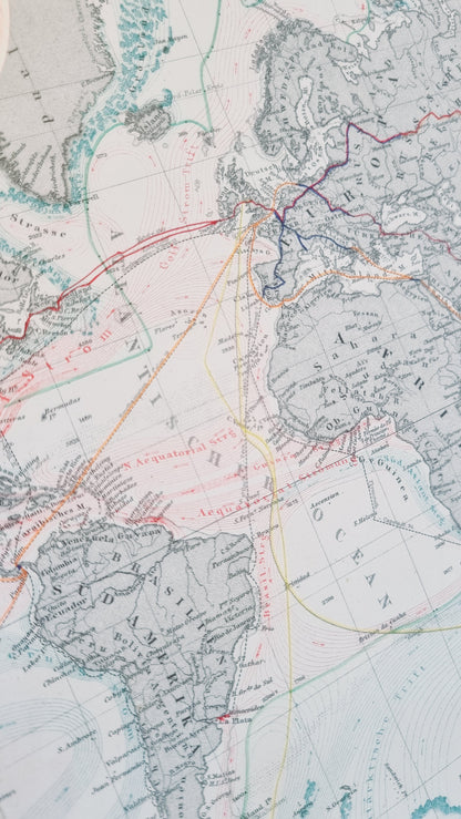 1867 World Map of Sea Currents and Trade