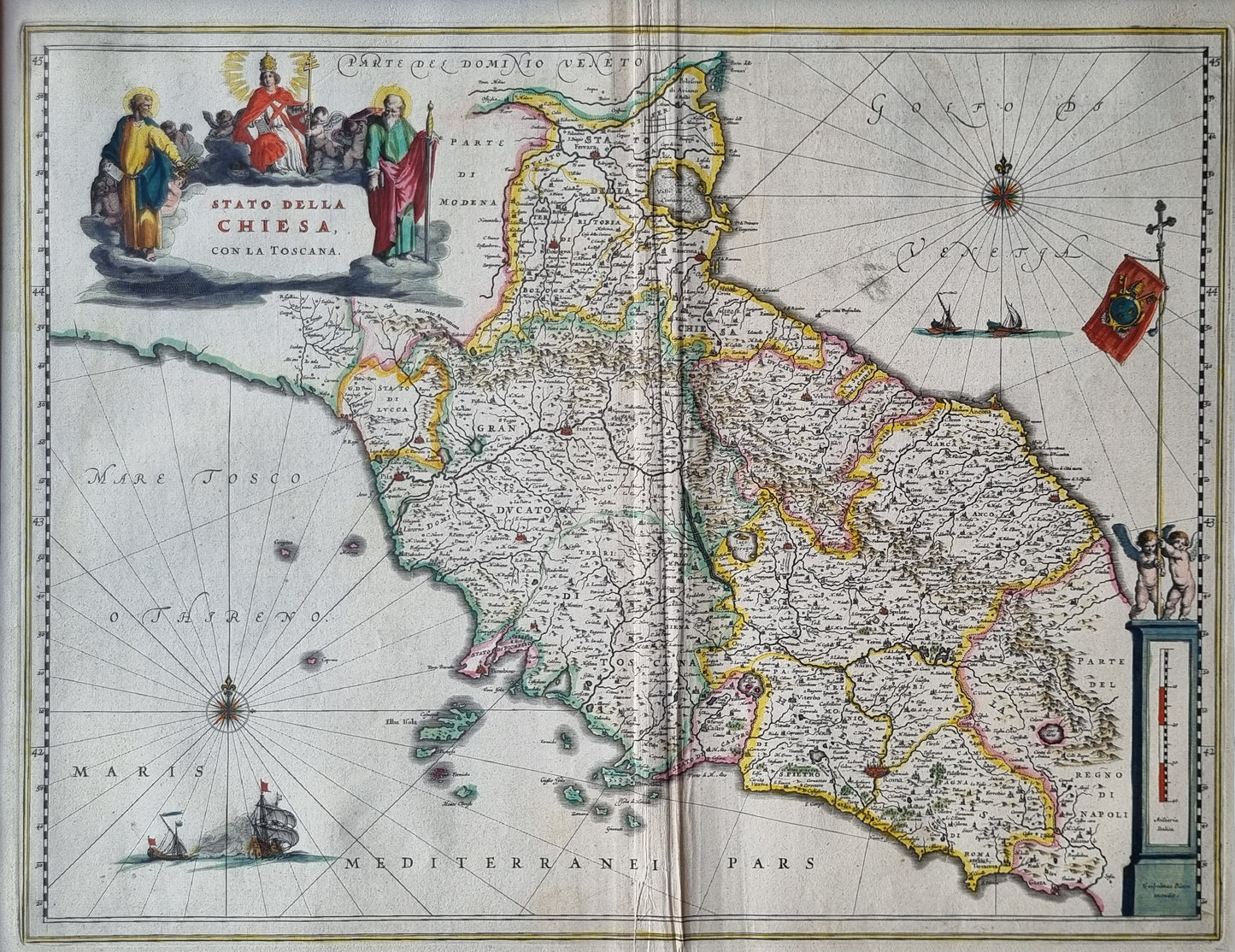 1638 Tuscany and the Papal States in Italy by Bleau