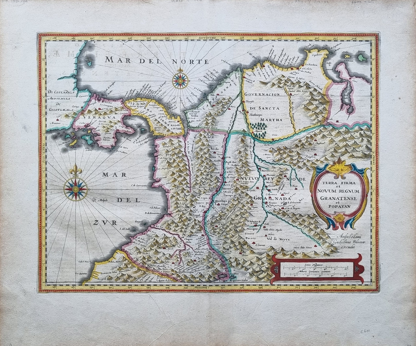 1640 Blaeu's Central America (Granatense et Popayan)