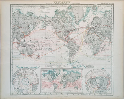 1867 World Map of Sea Currents and Trade