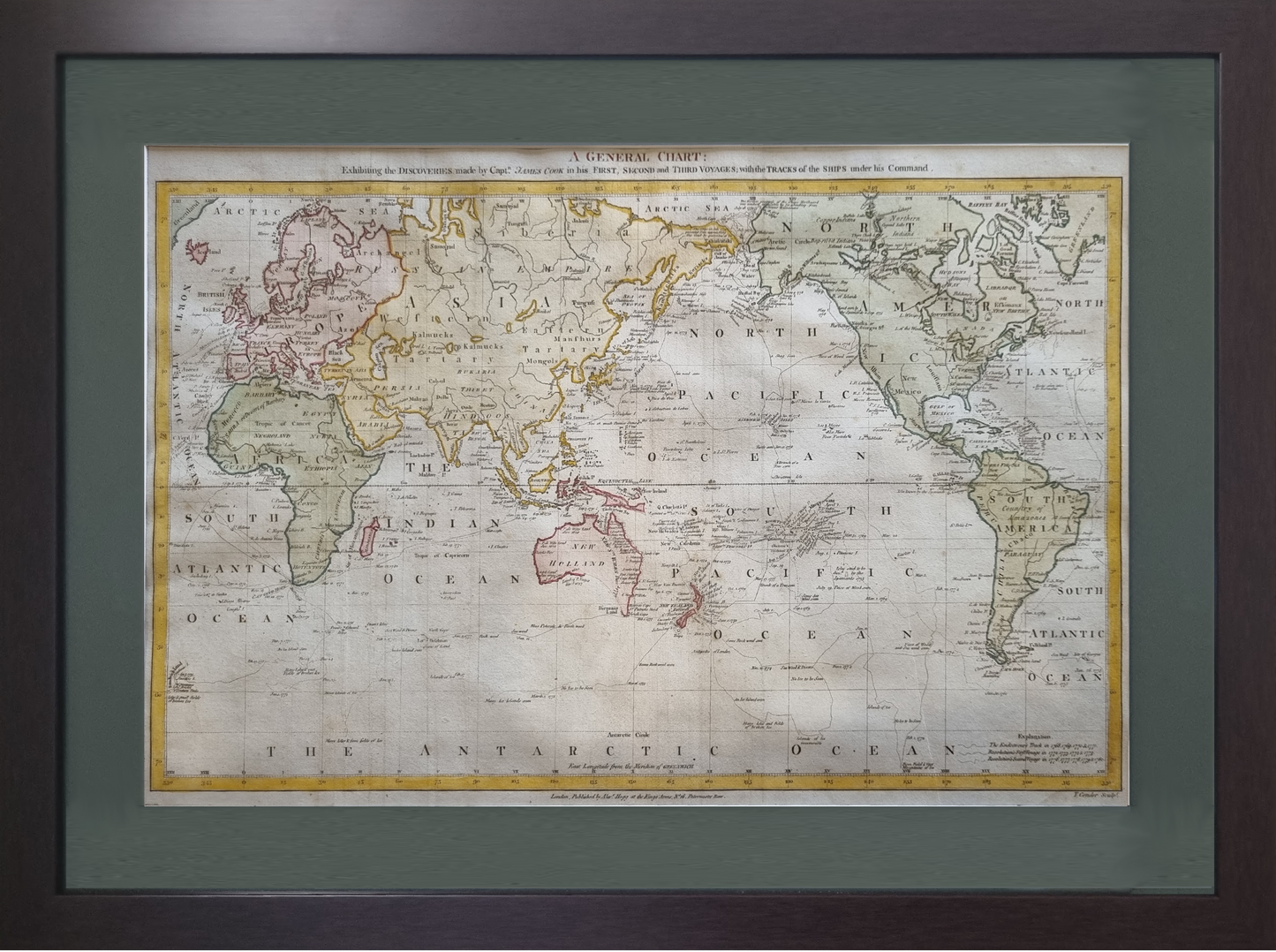 World Map Featuring Cook's Voyages