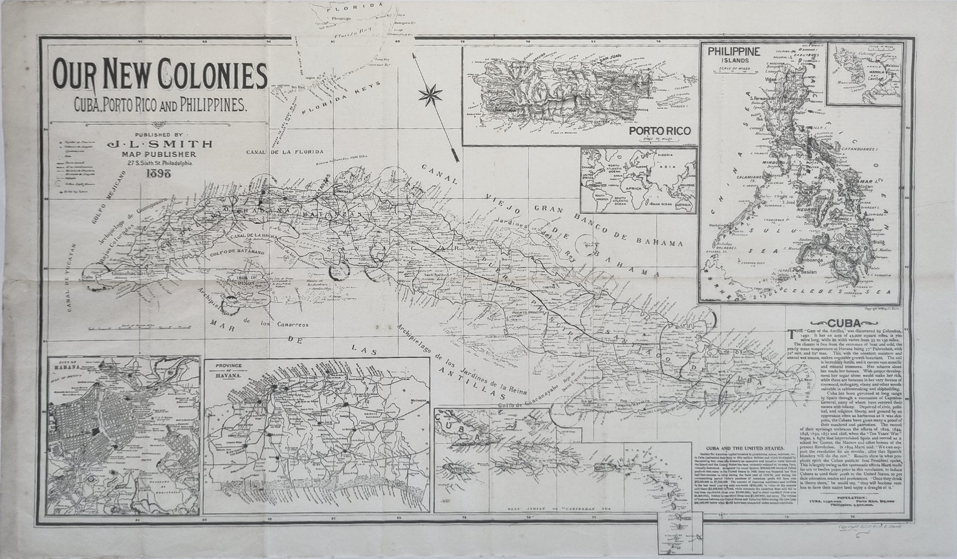 1893 America's New Colonies: Cuba, Porto Rico and Philippines