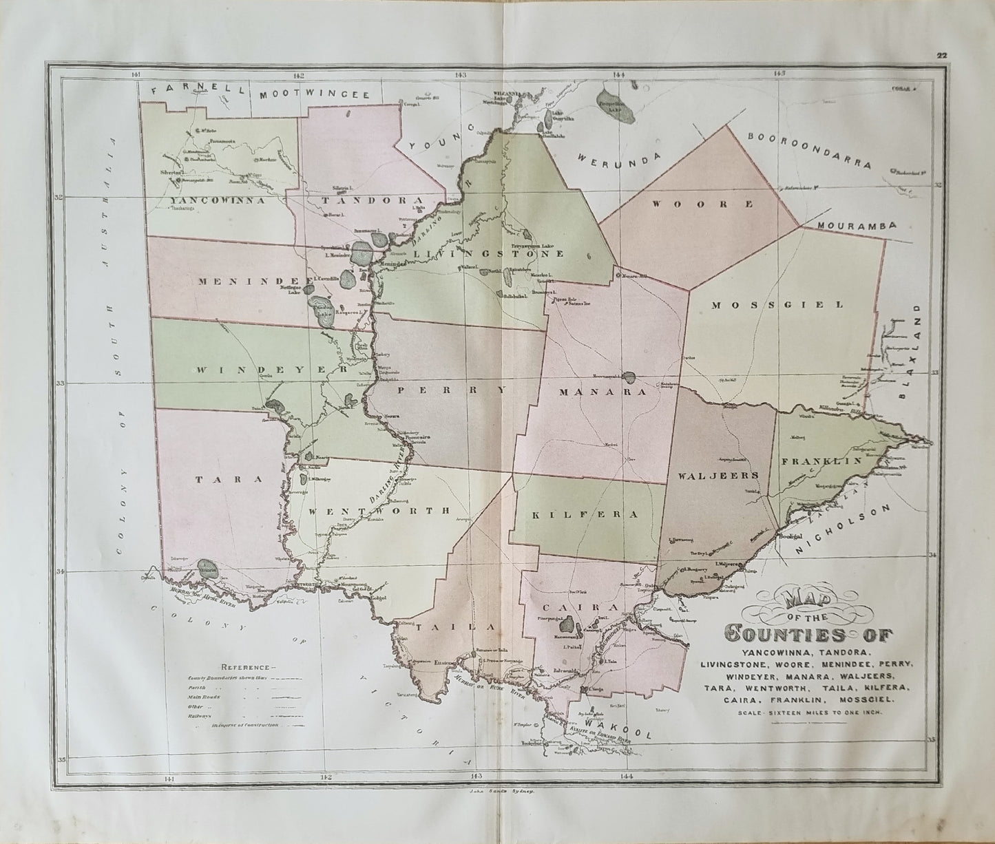 1886 - Map of the Counties of Yangowinna, Tandora..