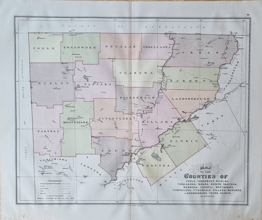 1886 - Map of the Counties of Poole, Tongowoko..