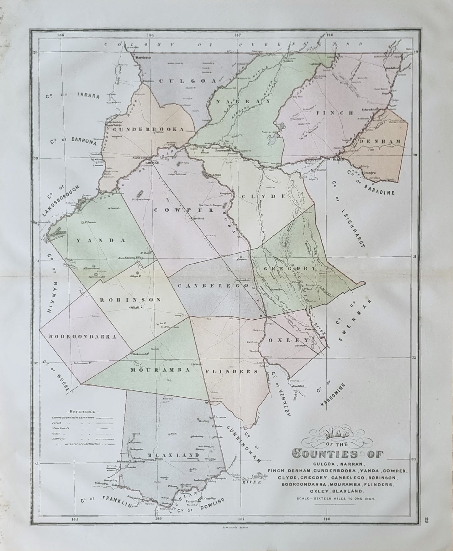 1886 - Map of the Counties of Culgoa, Narran..