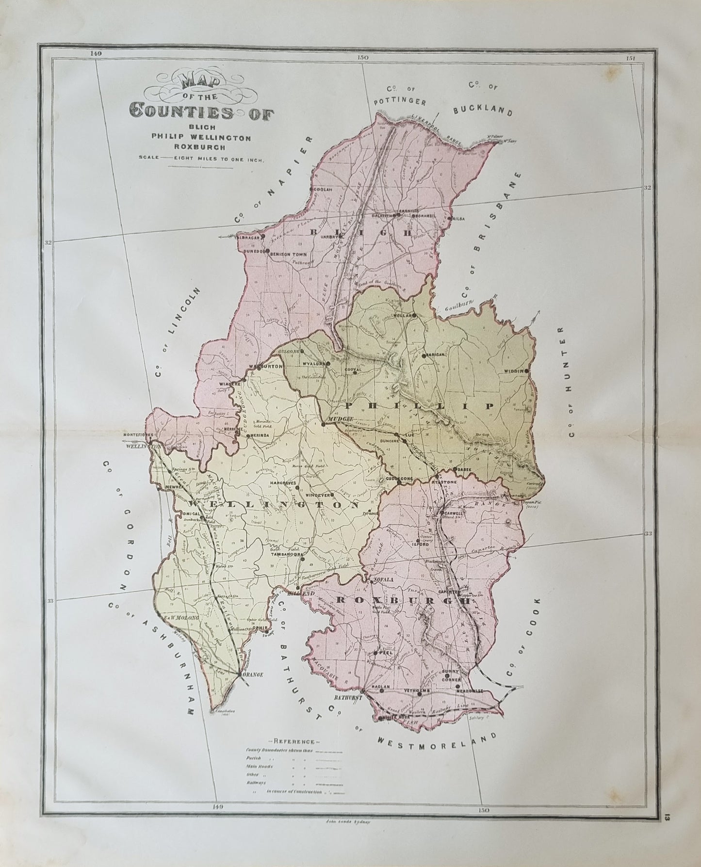 1886 - Map of the Counties of Bligh, Philip..